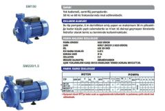 Sumak SM220/1.5-S Sıcak Su Santrifüj Pompa Monofaze (220V) - 2.2 Hp